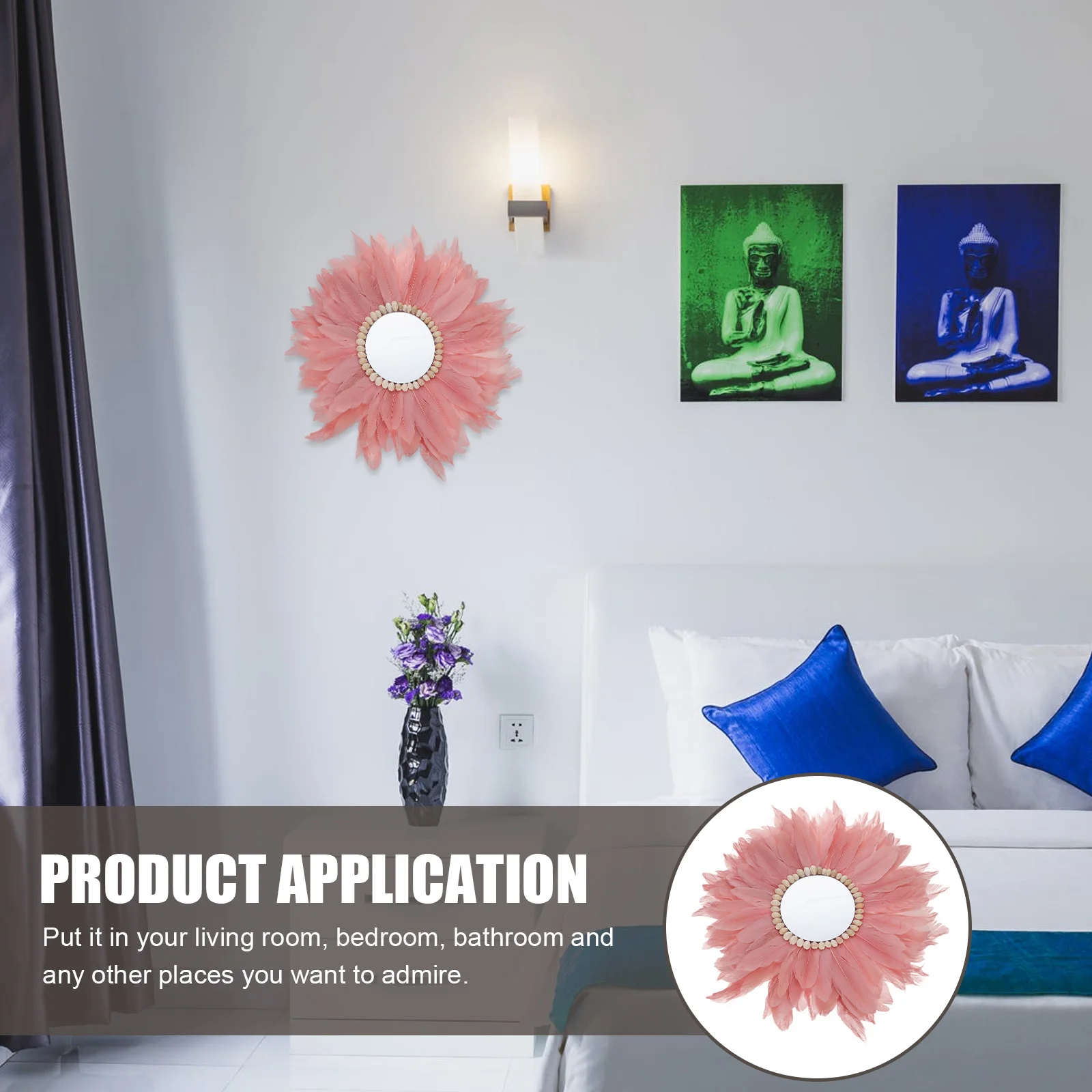 

1Pcs Mirror Wall Pendant Decorative Hanging Mirror for Indoor Home Wall Ornament Creative Design