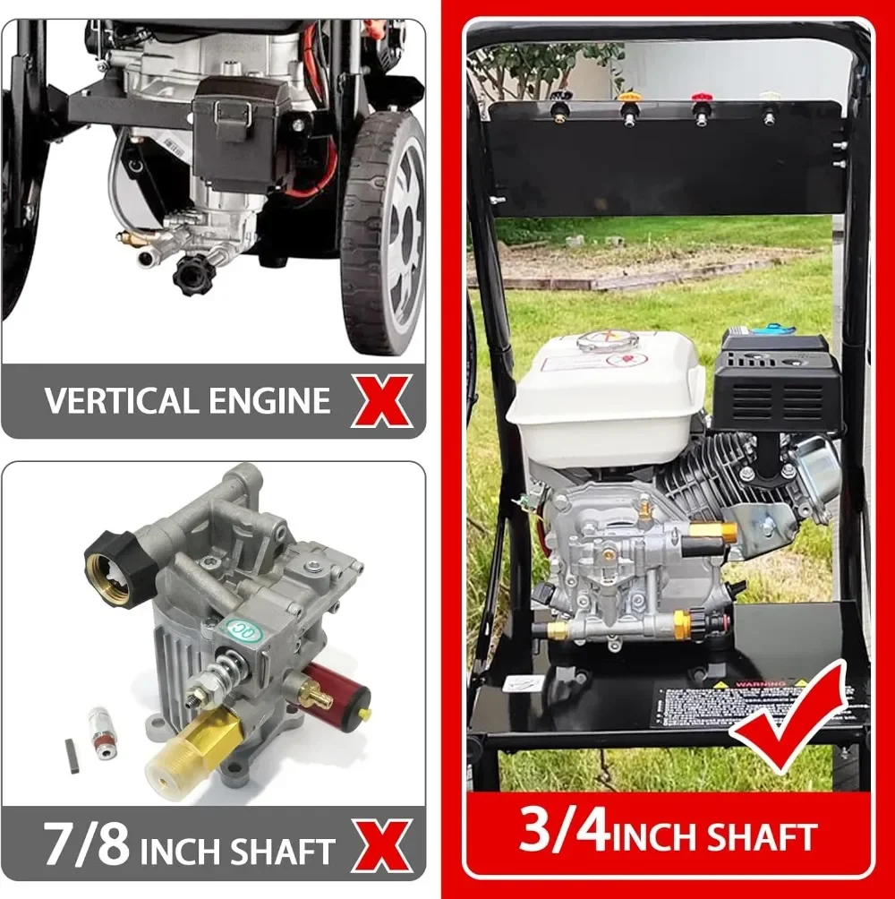 신형 2400-2800 PSI 압력 세척기 펌프 교체품, 3/4인치 샤프트 수평 펌프 (파워 워셔용)