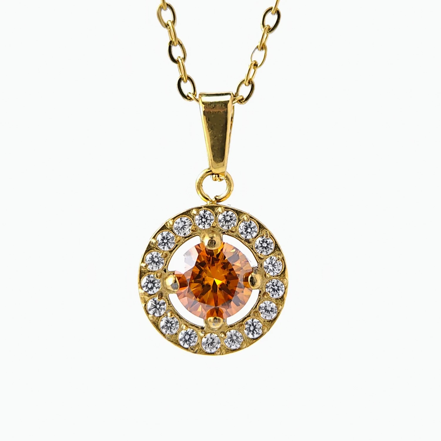 

1pc 0.5Carat Orange Moissanite Pendant Necklace, Suitable As A Anniversary Gift, Holiday Gift or A Gift To Express Love.