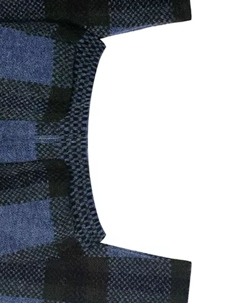 

HH Autumn Women Fashion Versatile Plaid Lapel Jacket Female High Street Casual Long Sleeve Zipper Pockets Knitted Sweater Mujer