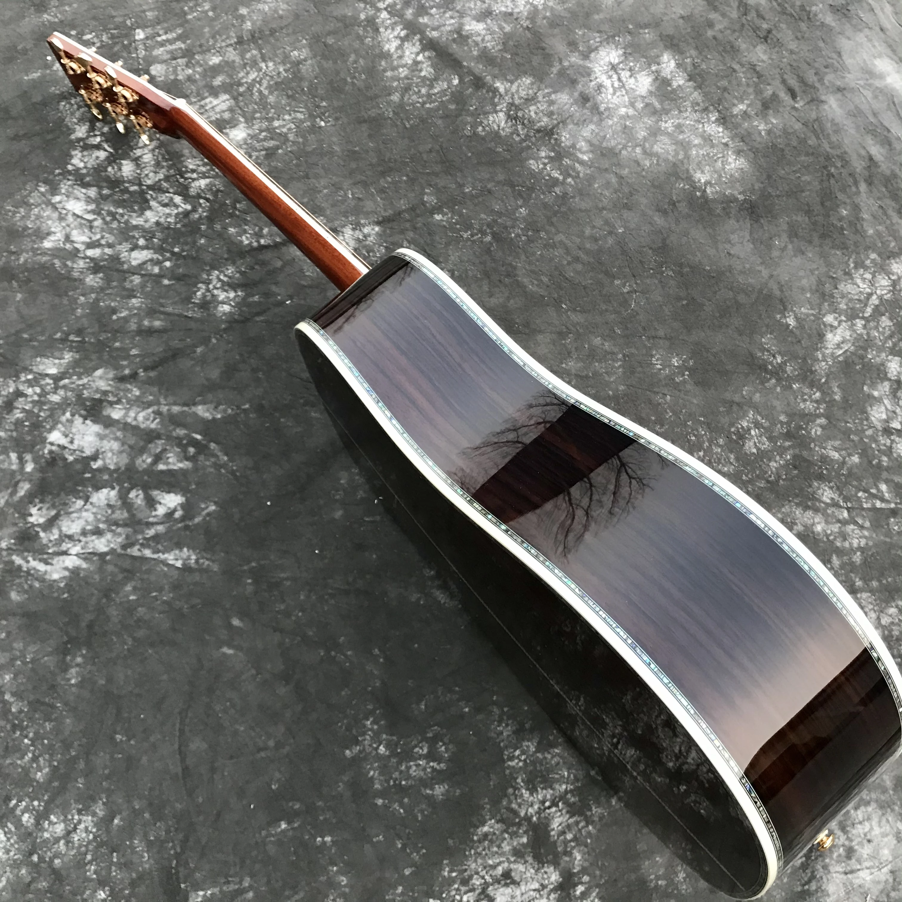 All Solid Wood D Type Spruce Rosewood Acoustic Guitar Abalone Inlays Ebony Fingerboard Electric Guitarra