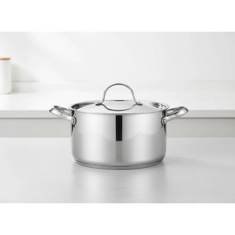 

Кастрюля из нержавеющей стали на 6 литров с крышкой — многофункциональная посуда с равномерным нагревом для супов, раковин и консервов