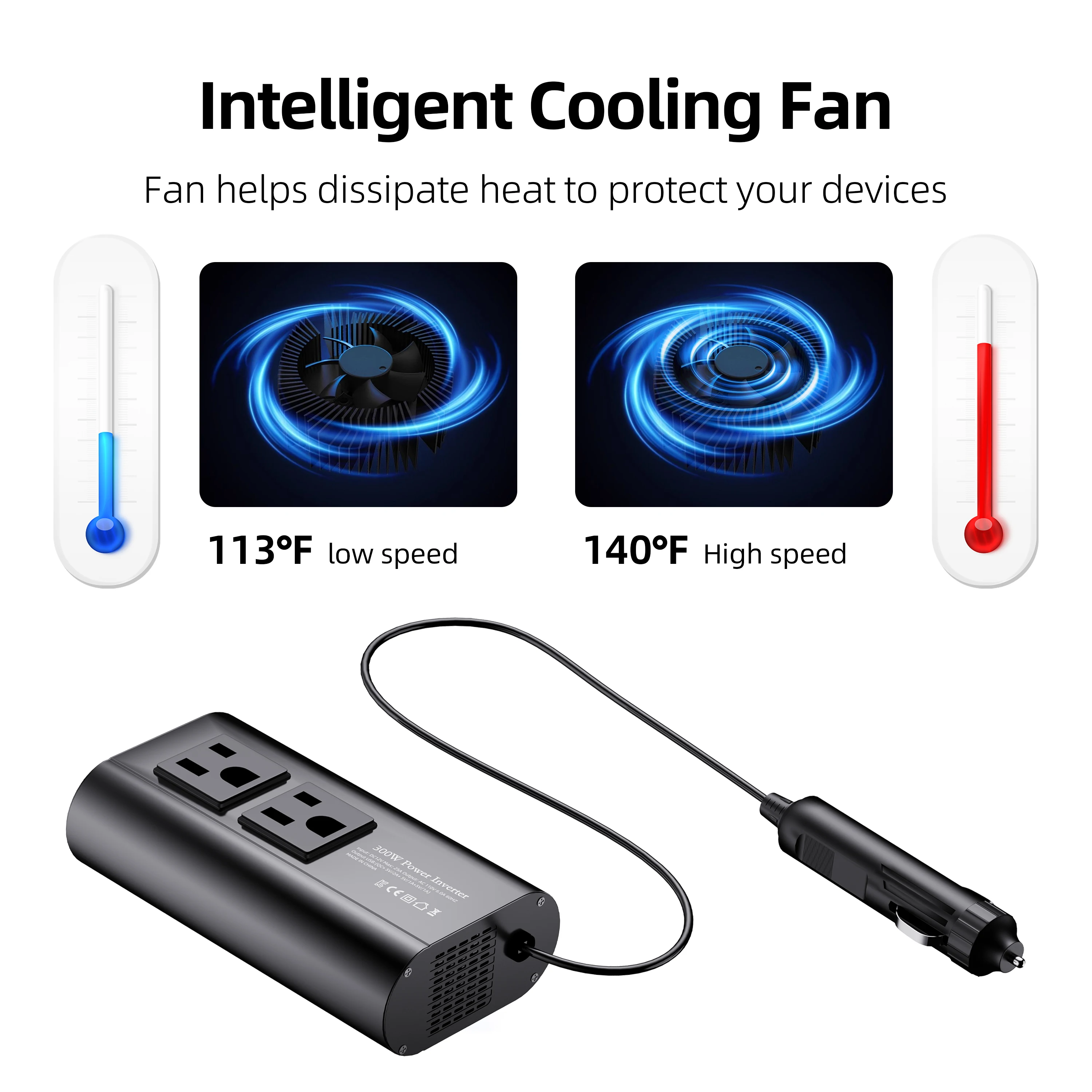 محول محمول عاكس موجة معدل 500 وات، تيار مستمر 12 فولت إلى تيار متردد 110 فولت 60 هرتز، واجهة USB متعددة جديدة #5