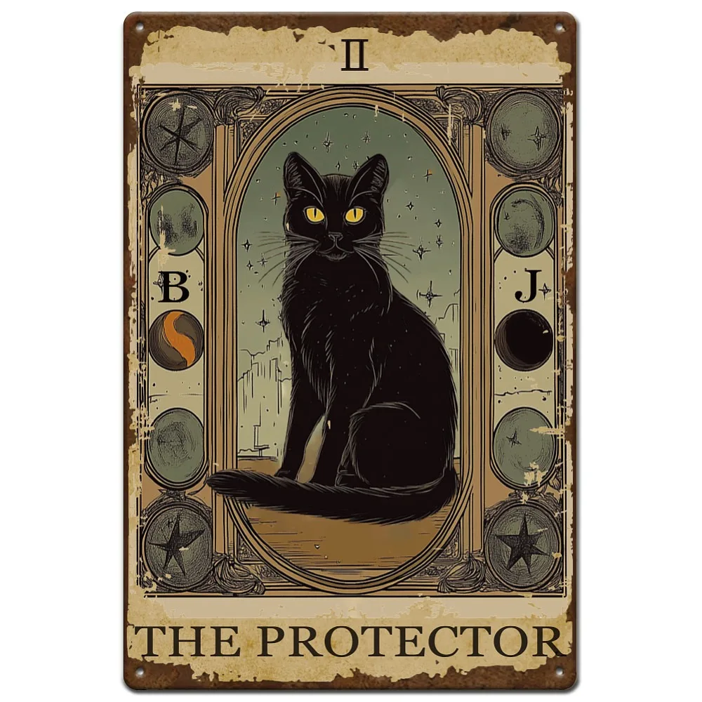 Vintage Metal Tin Sign Iron Wall Decor for Bars Restaurants Cafe Pubs Rectangle Cat Shape 300x200x2.2mm