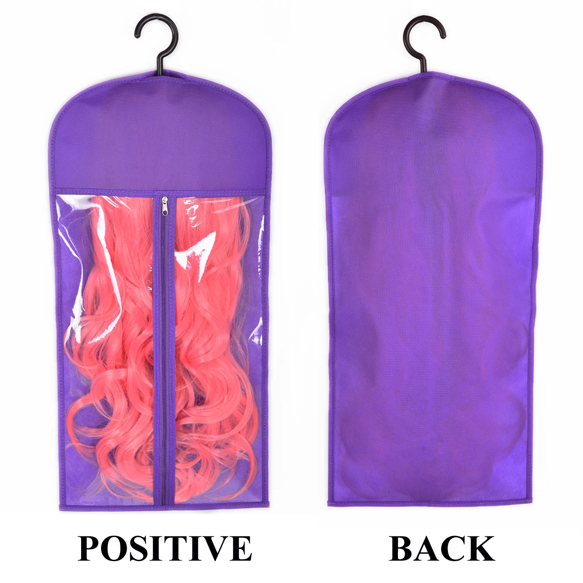 Bolsa de almacenamiento de pelucas con colgador, bolsa de embalaje de extensión de cabello portátil, a prueba de polvo, soporte de peluca plegable, bolsa de almacenamiento para cabello