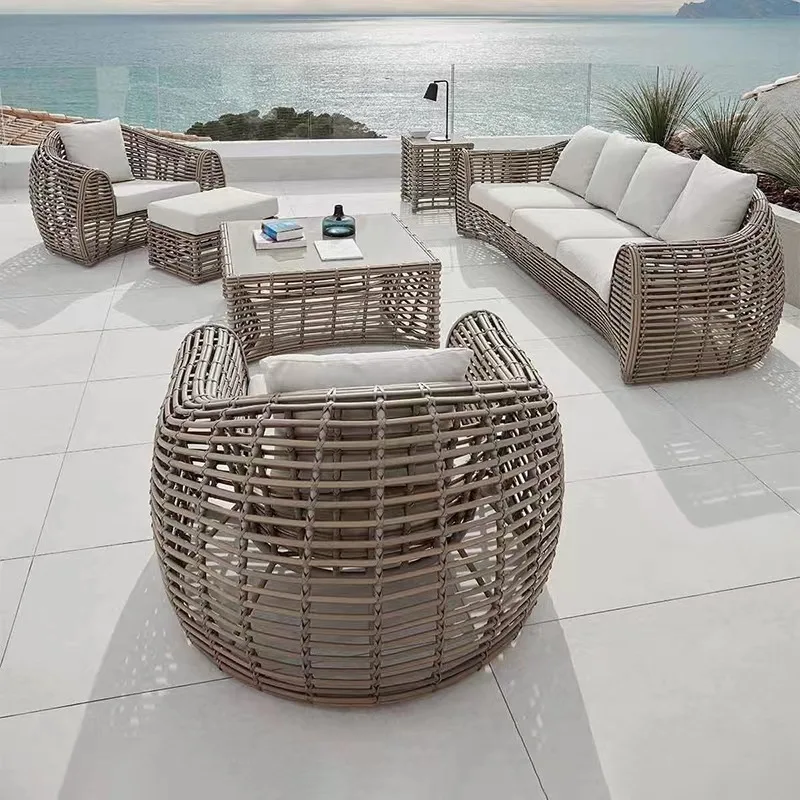 Outdoor Furniture Woven Sofa Villa Courtyard Garden Terrace Hotel Swimming Pool