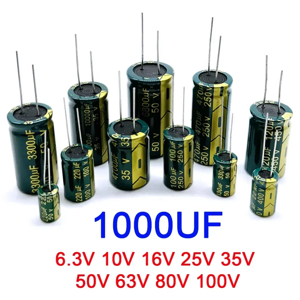 High Frequency Low ESR Aluminum Capacitor 1000UF 6.3V 10V 16V 25V 35V 50V 63V 80V 100V 20% 1000UF25V 1000UF35V 1000UF50V