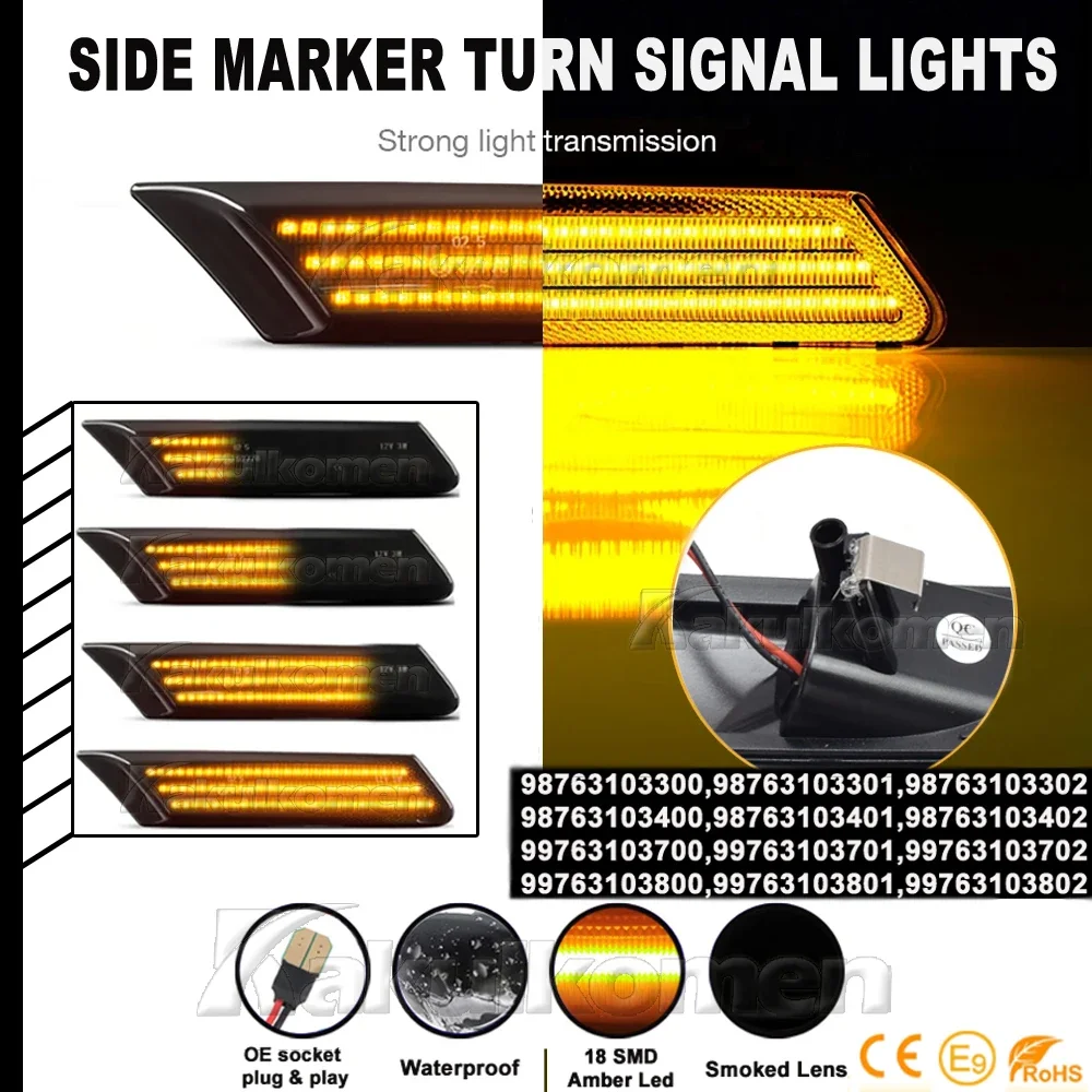 

2Pcs Canbus For Porsche 911 997 Boxster Cayman 987 LED Dynamic Side Marker Lights Turn Signal Lamps GT2 GT3 GTS Carrera Turbo