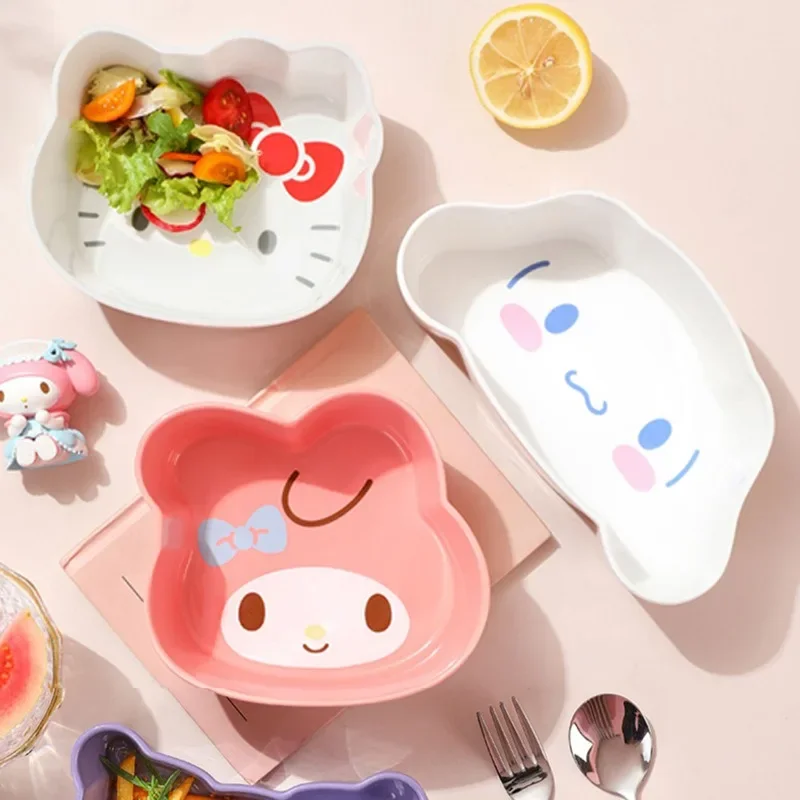 

Sanrio Hello Kitty Ceramic Salad Bowl Cute Cartoon Kuromi 3D Creative Styling Household Rice Bowl Fruit Bowl Tableware