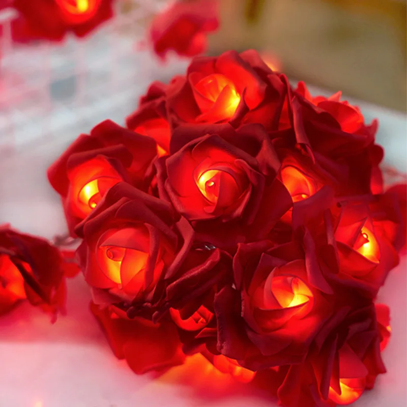 Rose Flowe LED String Lights ghirlanda, matrimonio, decorazioni per il compleanno, regalo di san valentino, decorazioni per l'albero di natale per la casa, all'aperto