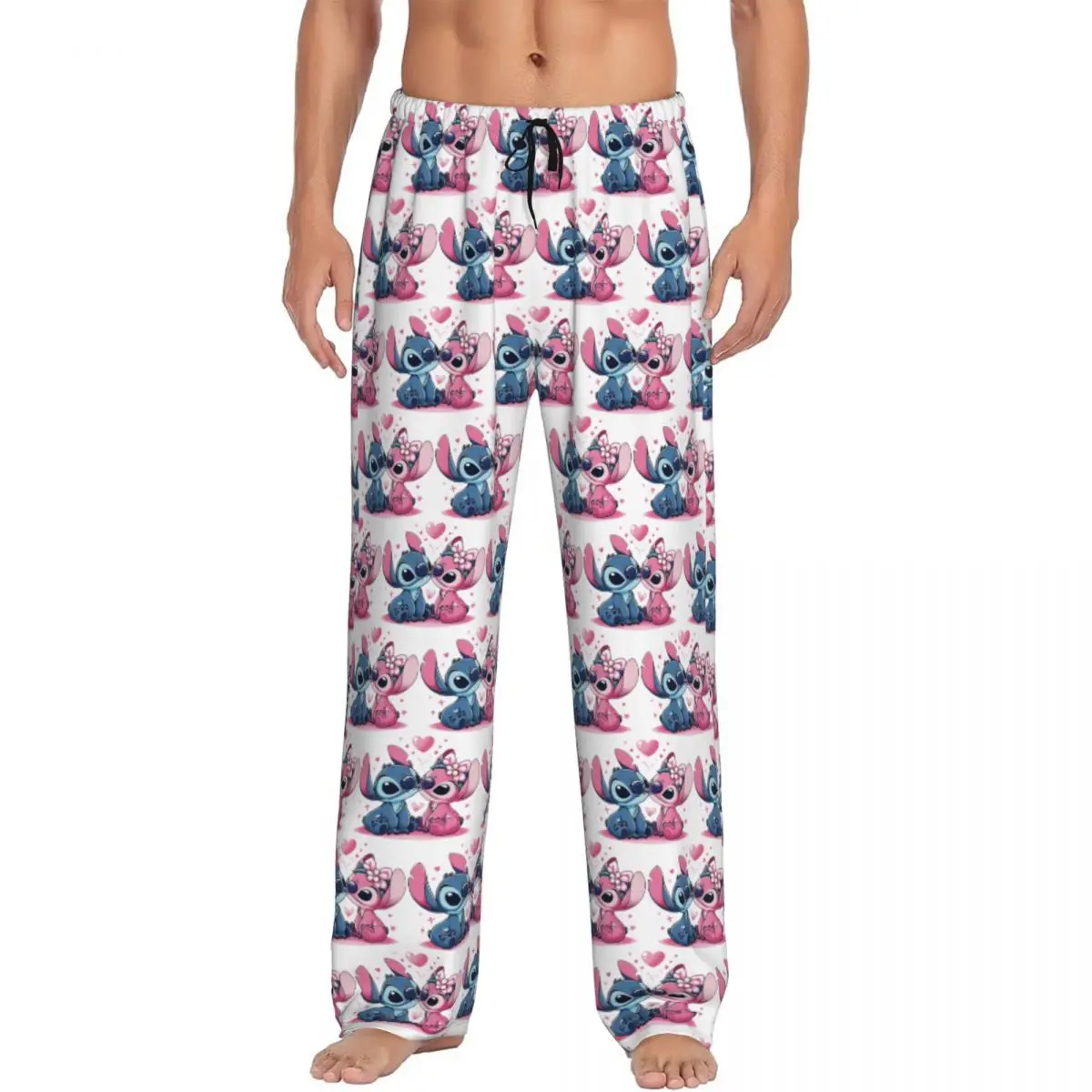 

Custom Stitch TV Cartoon Animation Pajama Pants for Men Sleepwear Lounge Sleep Bottoms Stretch with Pockets
