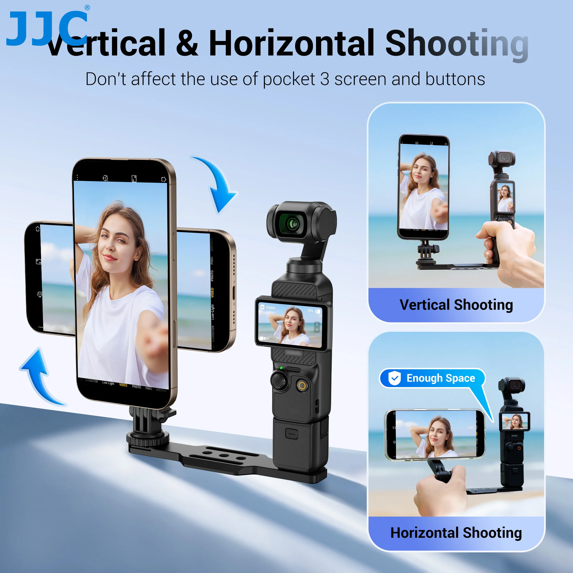 JJC Magsafe Phone Holder for DJI Osmo Pocket 4 3 Mount Expansion Accessories w 1/4" Thread Hole Used with Tripod Extension Rod view 3