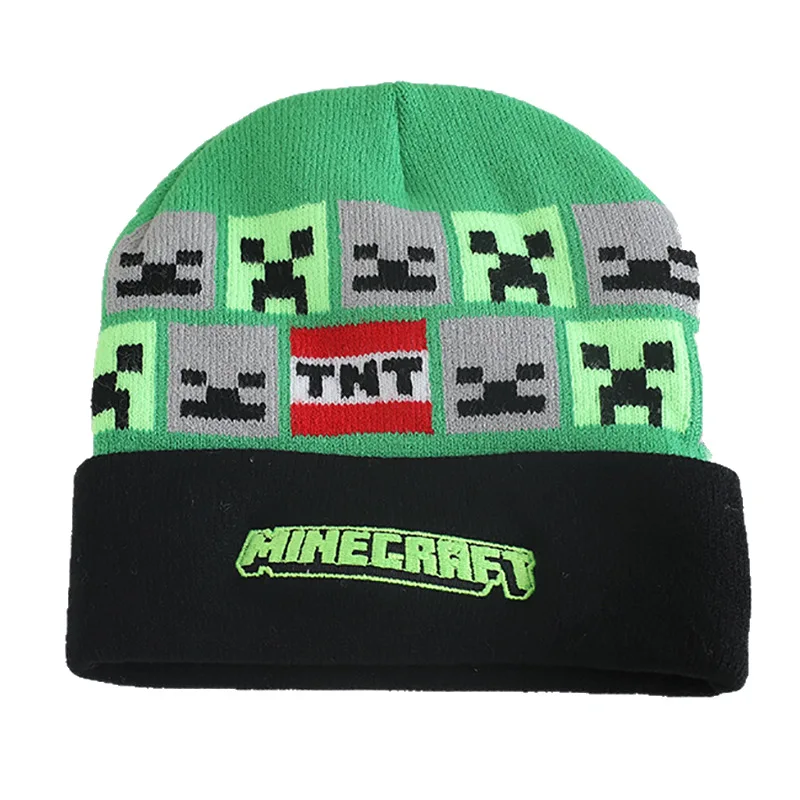 Minecraft الزاحف متماسكة قبعة للأطفال الشتاء الدفء الحياكة بيني لعبة بكسل الفن محبوك قبعة سميكة قبعة صغيرة الهدايا #4