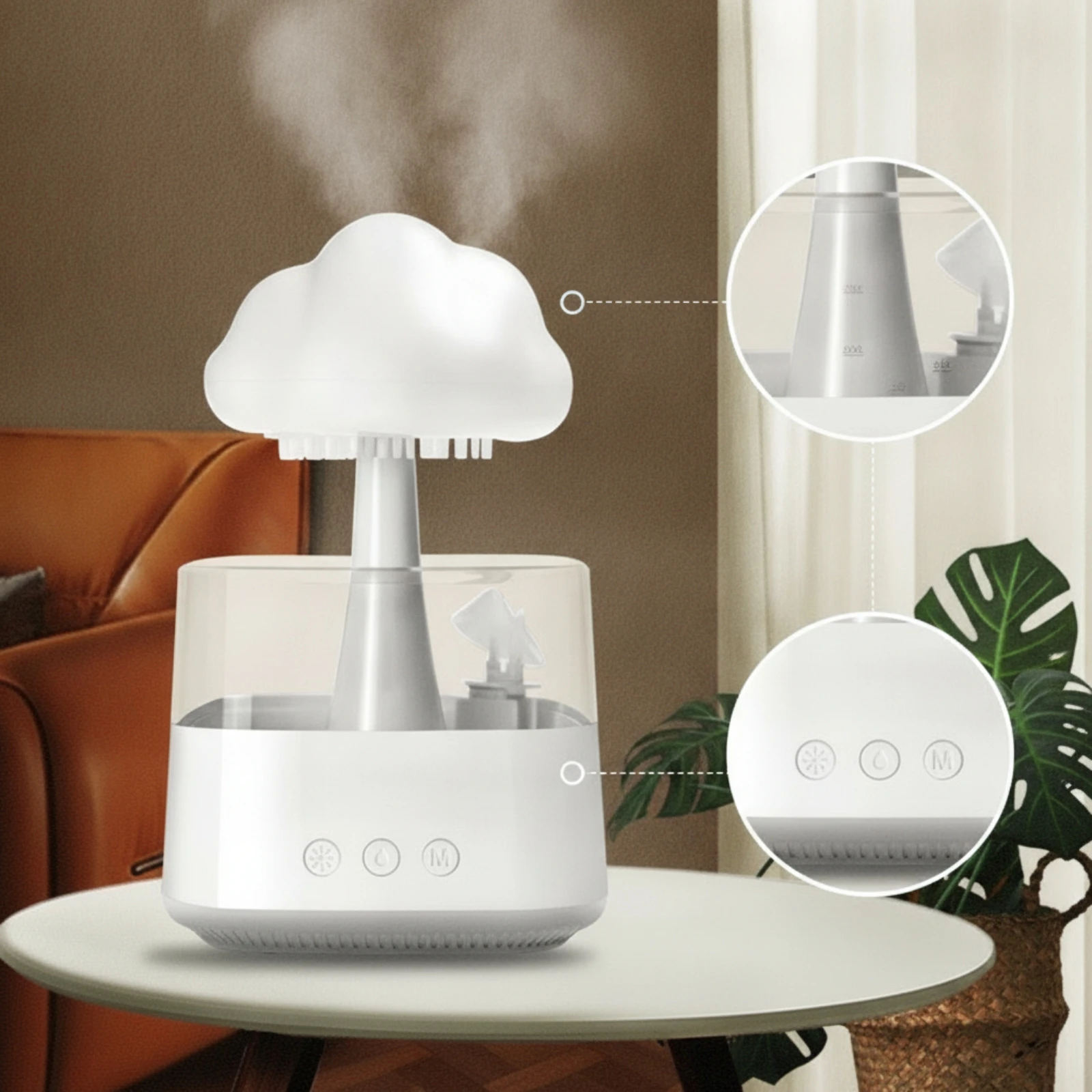 Rain Cloud Humidifier Tabletop Cloud Humidifier Rain Vaporizer Compact for Adults, Bedroom, Living Room