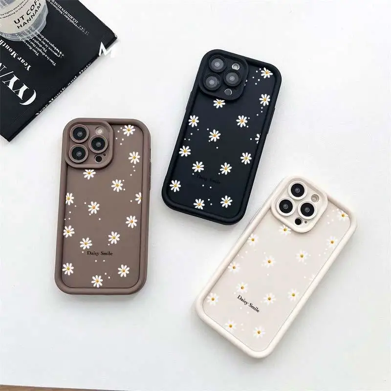 Phone Case for Xiaomi Mi 14 14T Pro POCO M6 Pro X5 X3 NFC F3 GT F4 F5 X4 11 Lite 5G NE 12T Daisy Flowers Matte Silicone Cover