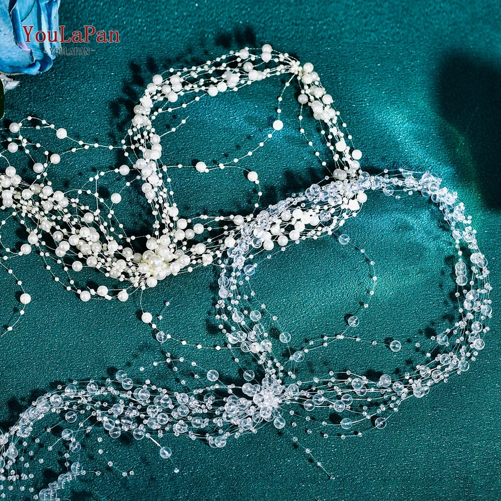 

TOPQUEEN Wedding Bridal Headpiece Bridesmaid Hair Accessories Bride Pearl Headband Woman Hair Vine Beaded Tassel Wreath HP538