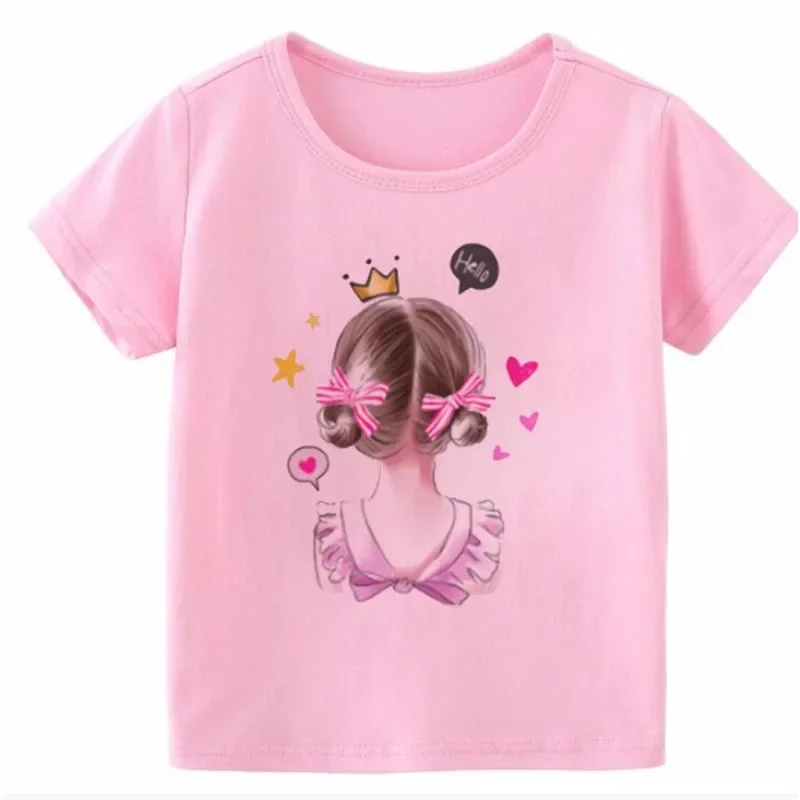 Camiseta infantil de manga curta, camiseta panda rosa, casual infantil, meninas e meninos, camiseta de bebê, verão