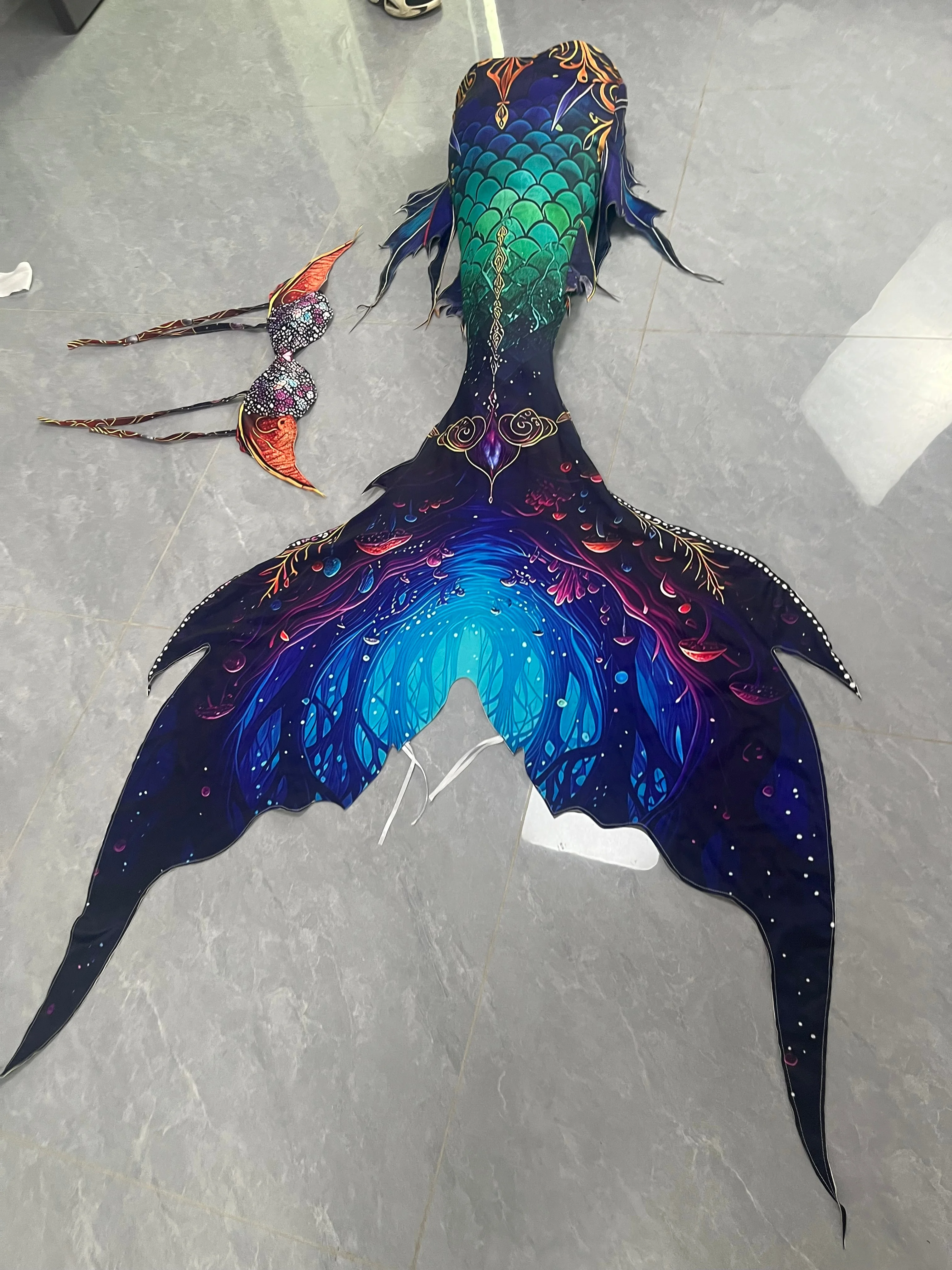 

European And American Blue Adult Mermaid Tail, Professional Underwater Freediving High-Definition Filming Performance Costume