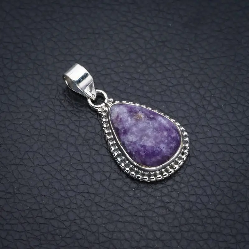 

Hesy® Natural Purple Lepidolite Handmade 925 Sterling Silver Pendant 1.25" F4051