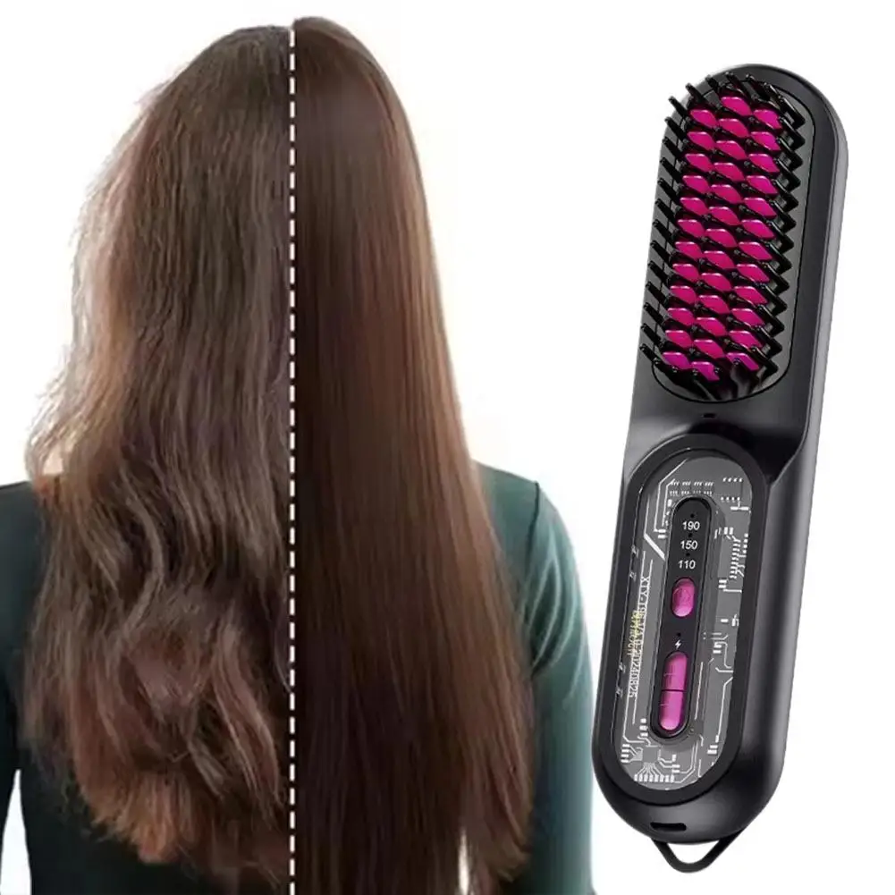 

Electric LCD Usb Ceramic Heating Straight Hair Comb Wireless Portable Negative Ion Styling Tool Rechargeable Straightening Brush