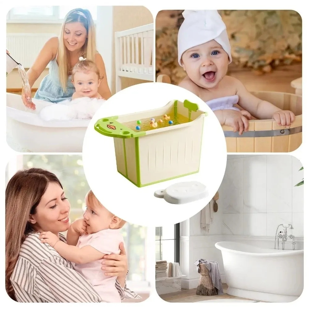 New Portable Bath Tub Foldable with Drainage Hole Swimming Bucket Non-Slip Base Space-saving Bath Bucket Supplies
