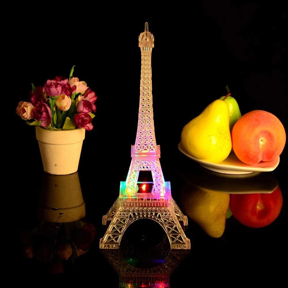 

2Pcs Eiffel Tower Night Light Desk Lamp Mini LED Plastic Material Soft Glow Perfect Home Decor Party Wedding Gift