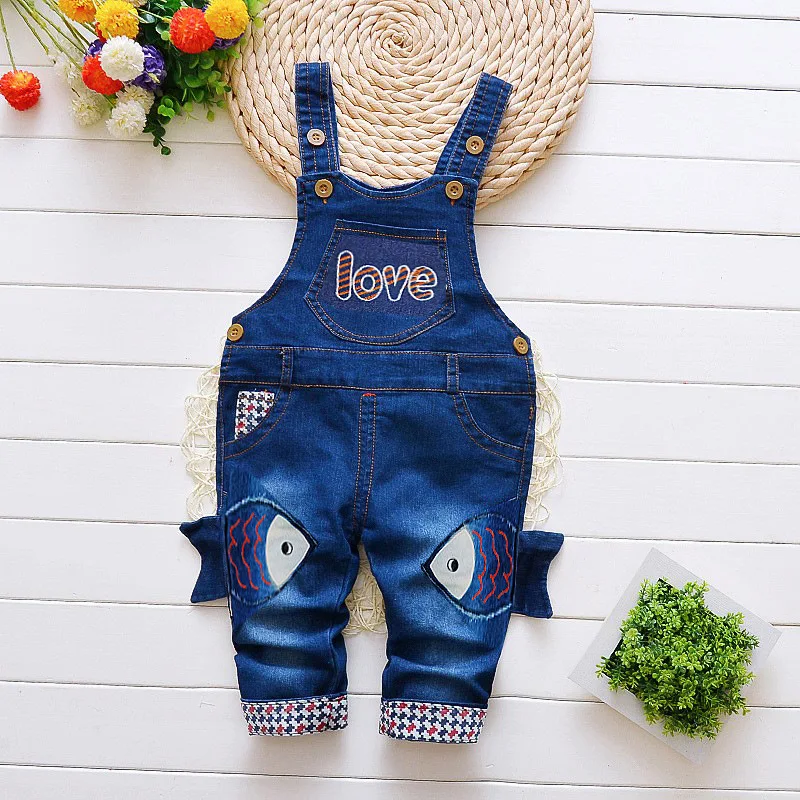 2024Boys Girl Bib Jeans Child Jumpsuit Jean Overalls Cute Cartoon Denim Infant Boy Children\'s Clothing Pants Bodysuit 0-4Years