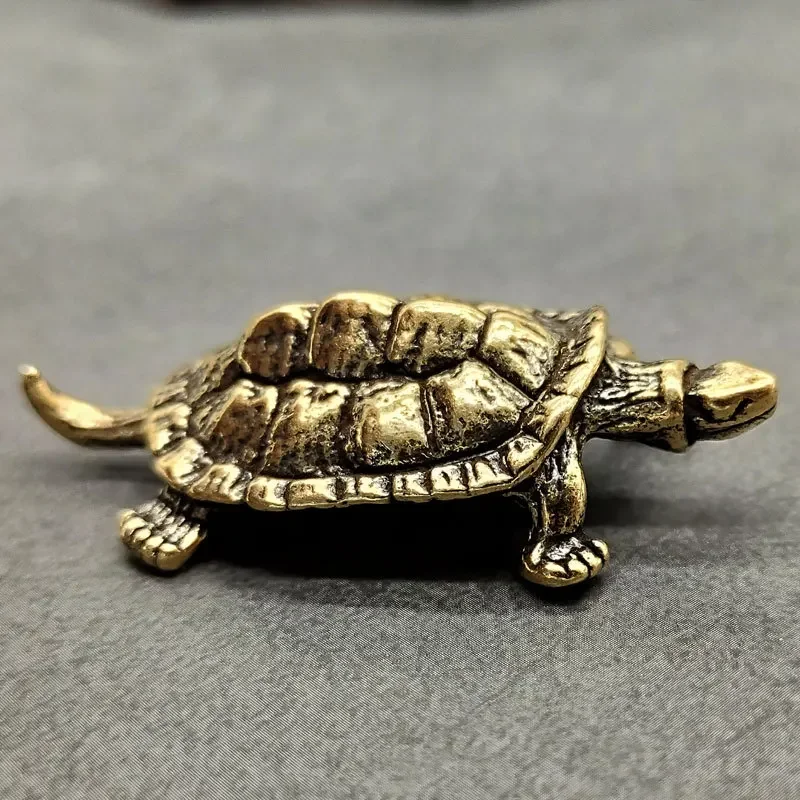 Pure Copper Turtle Statue Desktop Ornaments Vintage Brass Tortoise Miniatures Figurines Toy Model Home Decorations Accessories