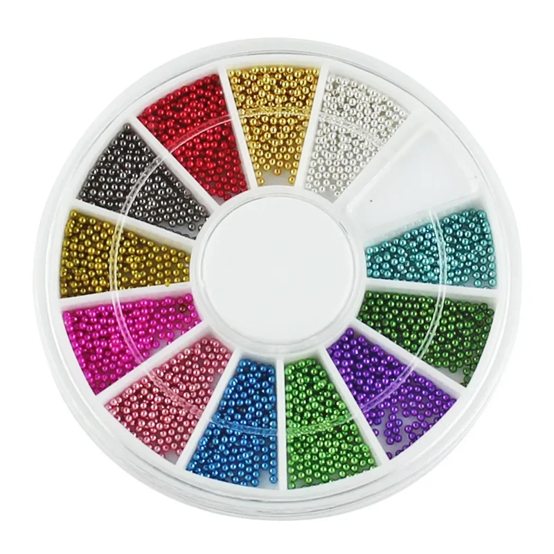 

New Import 12 Colors Microbeads Wheel Nail 3D Magic Candy Color Design DIY Caviar Nail Art Decorations Accessories