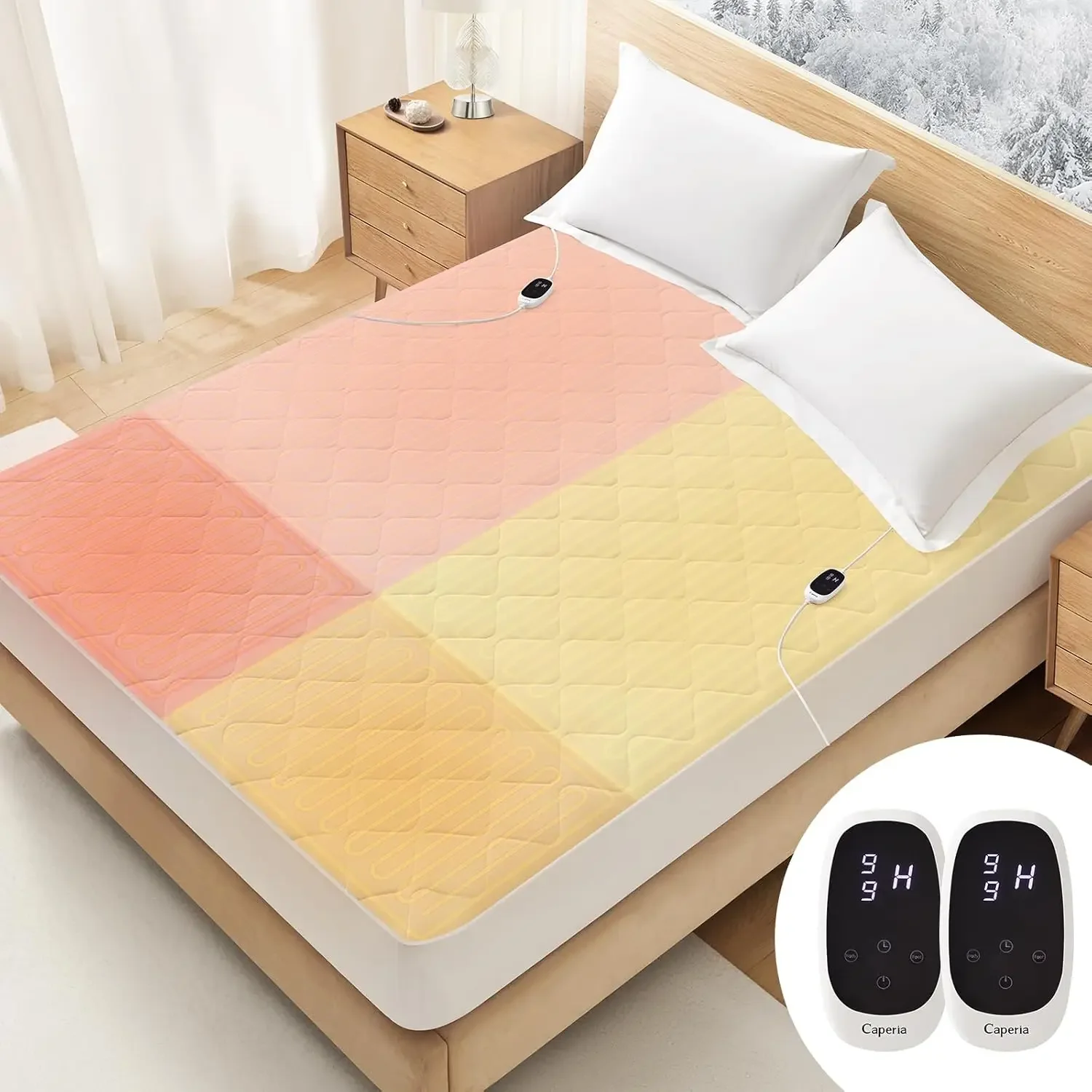 

Heated Mattress Pad Quilted Multizone Electric Mattress pad Individual Body and Feet Bed Warmer 9 Heat Settings 1-12 Hours Auto