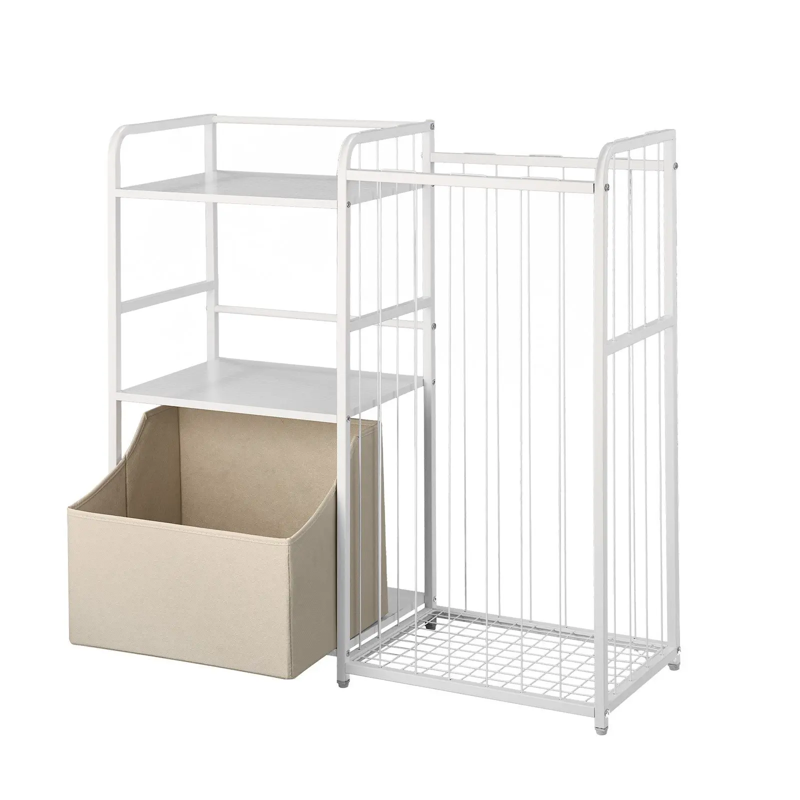 رف كتب للأطفال بطبقتين مع مساحة تخزين ألعاب قماشية، منظم حيوانات محشو مع تصميم مضاد للطرف لغرفة لعب الحضانة