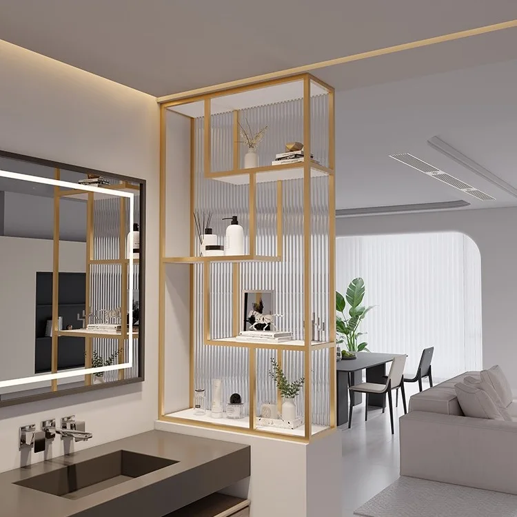 Changhong glass bathroom half wall screen partition cabinet modern simple entrance living room dry area washing table rack