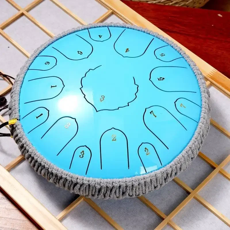 Steel Tongue Drum 13/14 Inch 15 Notes D Major Ethereal Drums Yoga Meditation Sound Healing Beginner Music Drums with Accessories