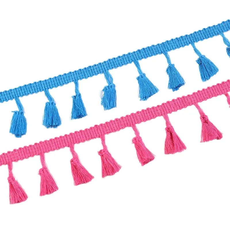 2Yards/Lot Cotton Tassel Lace Sewing Ribbon Fringe Trim Ethnic Latin Dress Stage Garment Curtain Tablecloth Decorative Farbic