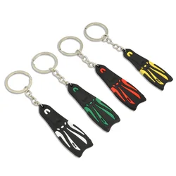 1 PC Key Ring Dive Fins Flippers Key Chain Holder Silicone Steel Keyring Keychain for Boat Kayak Surfing Sailing Dropship