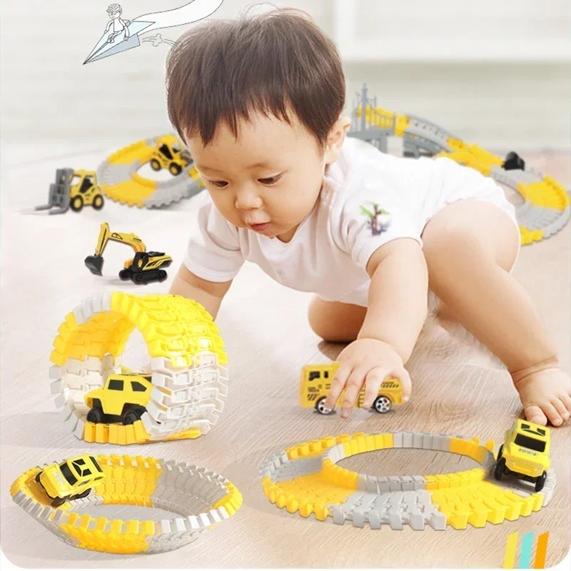 137-467pcs Children Electric Track Toy Car Engineering Car Kids Educational Toys Track Car Train Toys for Children Birthday Gift