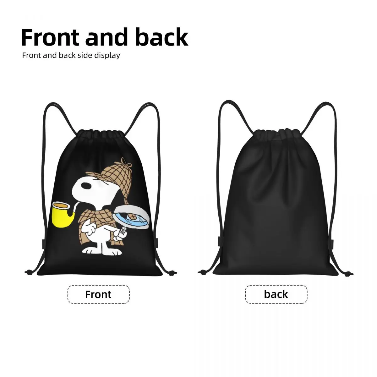 Custom S-Snoopys Smoking Drawstring Backpack Women Men Sport Gym Sackpack Portable Shopping Bag Sack