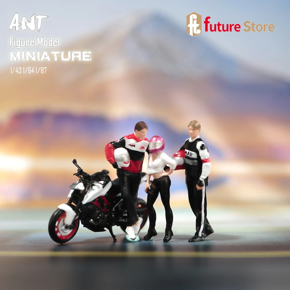 ANT Resin 3D Print 1/87 1/64 1/43 Motorcycle Racing Driver Diorama Figure Model Miniature Creative Photography CarsVehicles Toy