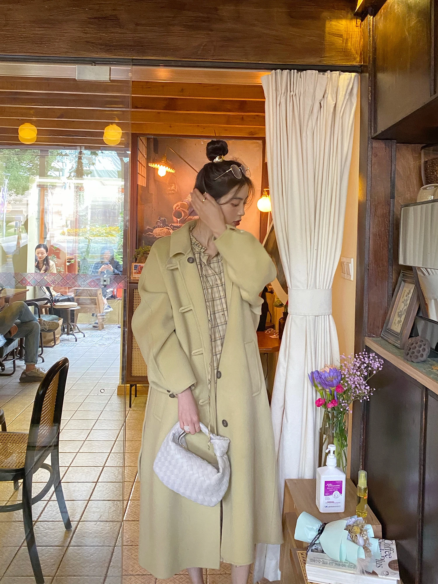 

Двустороннее шерстяное пальто цвета молочного желтого оттенка, длинное, зимнее, модное, женское, премиум-качество, 90% шерсть, 0% камаре