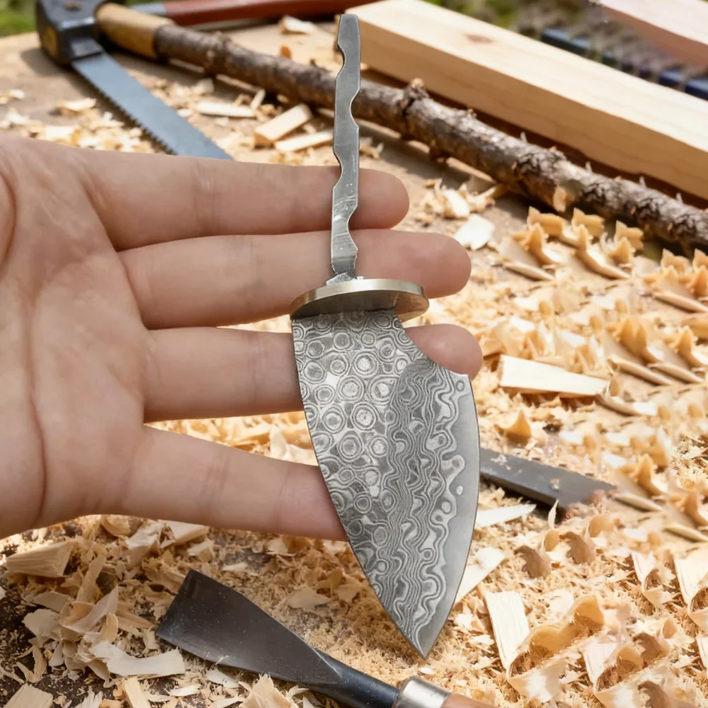 Premium Pattern Welded Steel Fixed Blade Blank, Sharp Unfinished Blade, Professional DIY Household Handmade Craft Supplies