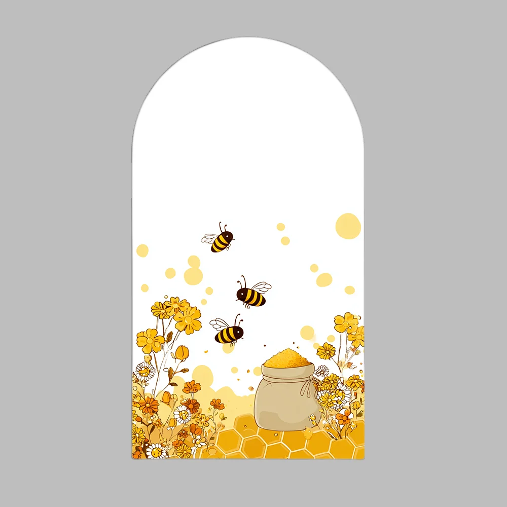 Ape Primo Compleanno Arco Sfondo Copertura Bambini Baby Shower Decorazione Forniture per feste Girasole Miele Ape Pannelli murali ad arco su 2 lati