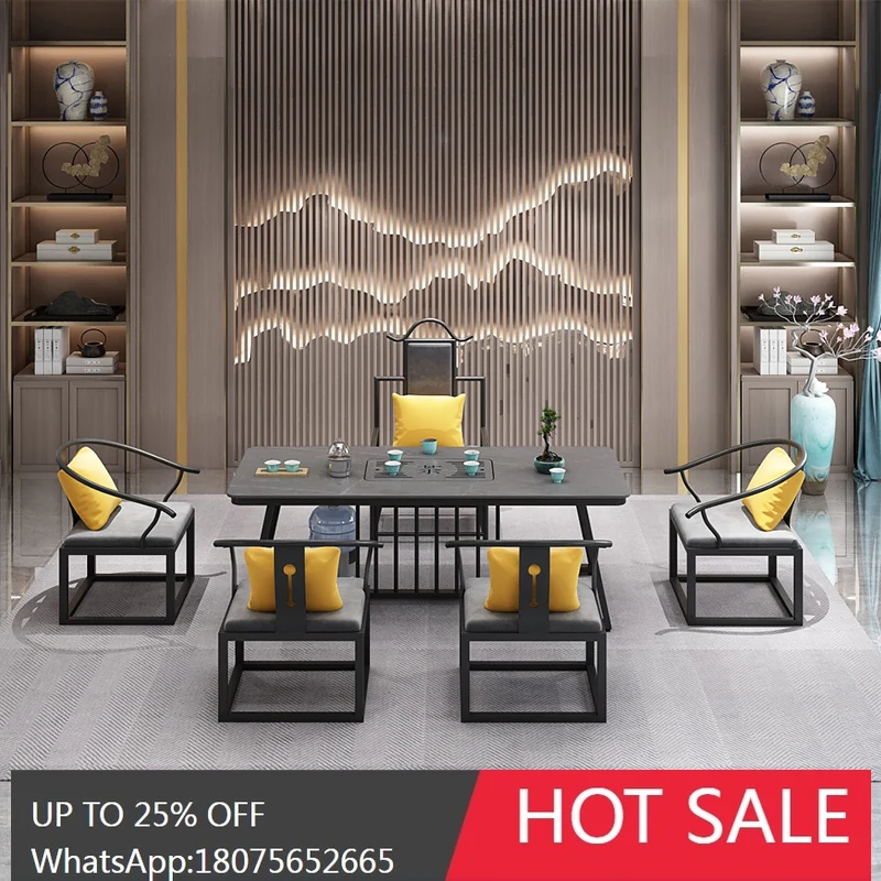 

SGF rock slab tea table and chair combination New Chinese tea table and kettle integrated