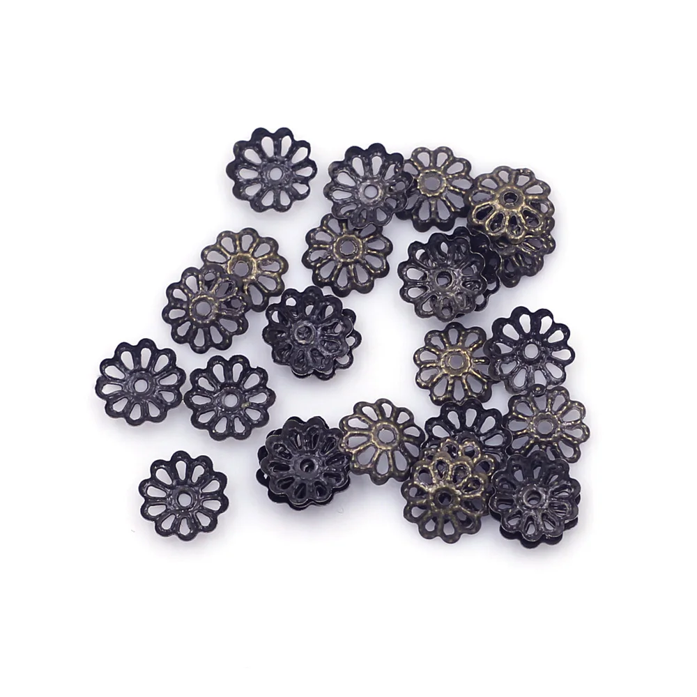 10000Pcs Bronze Tone Flower End Beads Caps Jewelry DIY Making Findings Charms 8x8mm