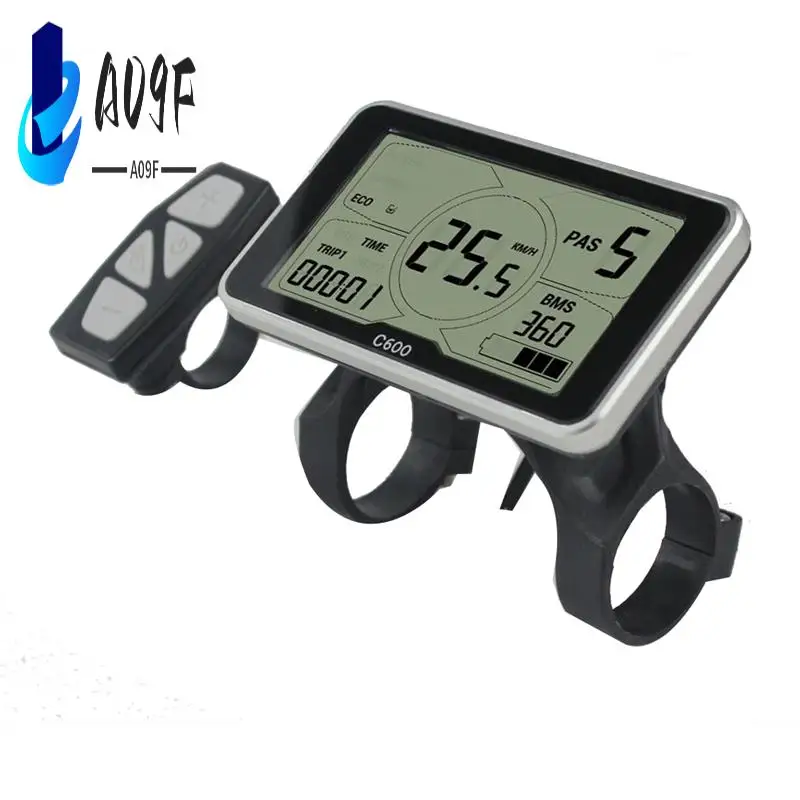 

A09F-5S Protocol 24V 36V 48V LCD C600 Big 4 Inch Big Screen Electric Bicycle Display With Waterproof Connector