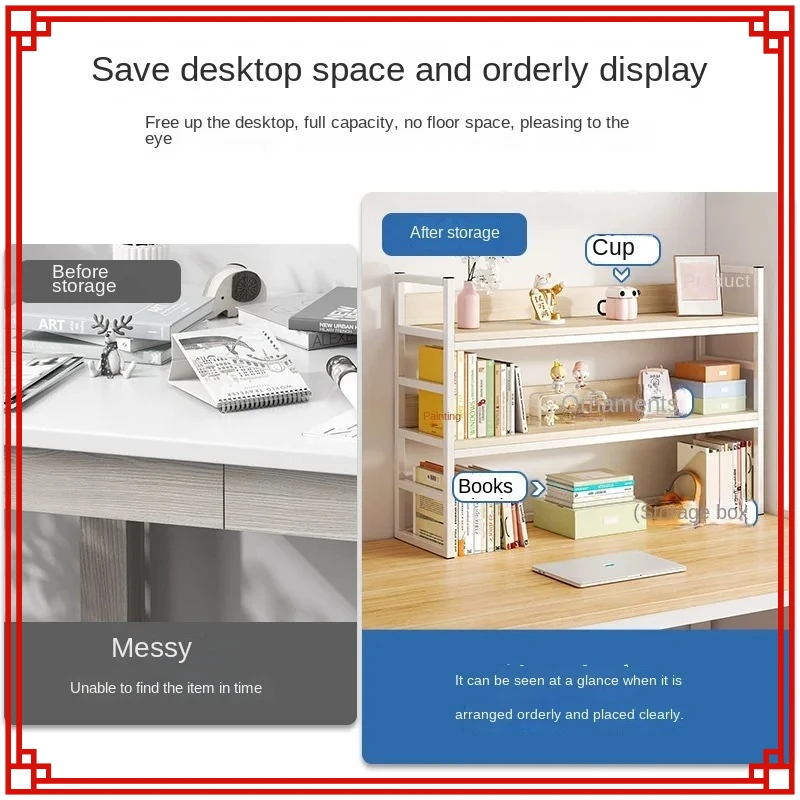 

Multi-layer Bookshelf Wooden Bookcase Desktop Shelf Household Storage Rack Student Desk Small Simple Shelves Office Rack