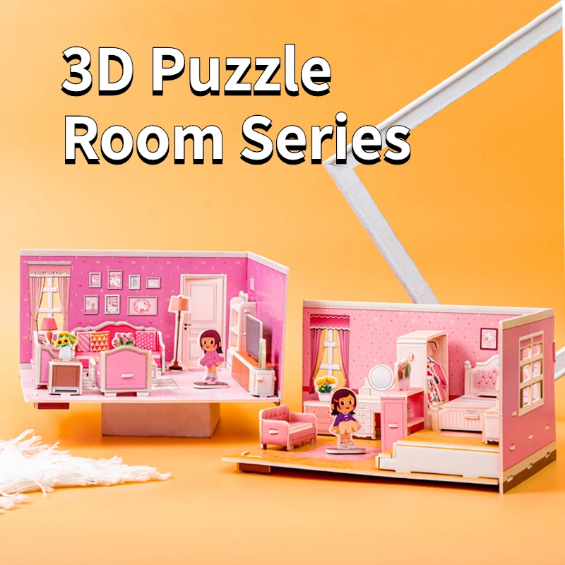 Paper 3D Jigsaw Puzzle Handmade Bedroom Livingroom Kitchen Bathroom Kindergarten Small Gift Toy Children Puzzle Educational Toys