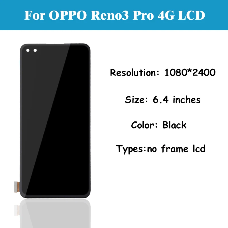 Untuk OPPO Reno3 Pro 4G Layar LCD Layar Sentuh Rakitan Digitizer untuk Reno3 Pro 4G CPH2035 CPH2036 Tampilan LCD