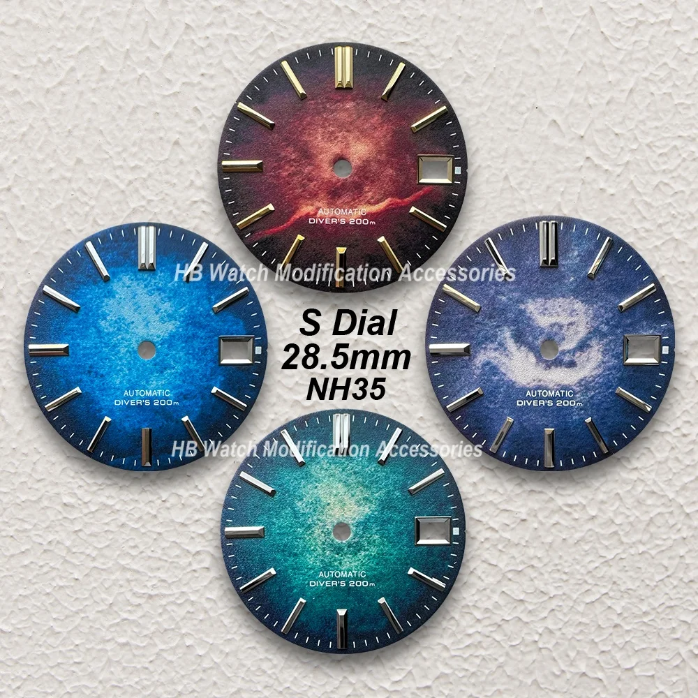 28.5mm S Logo Dial Fit NH35/NH36/4R/7S Movement 3D Printing colorful High-Quality Watch Modification Accessories