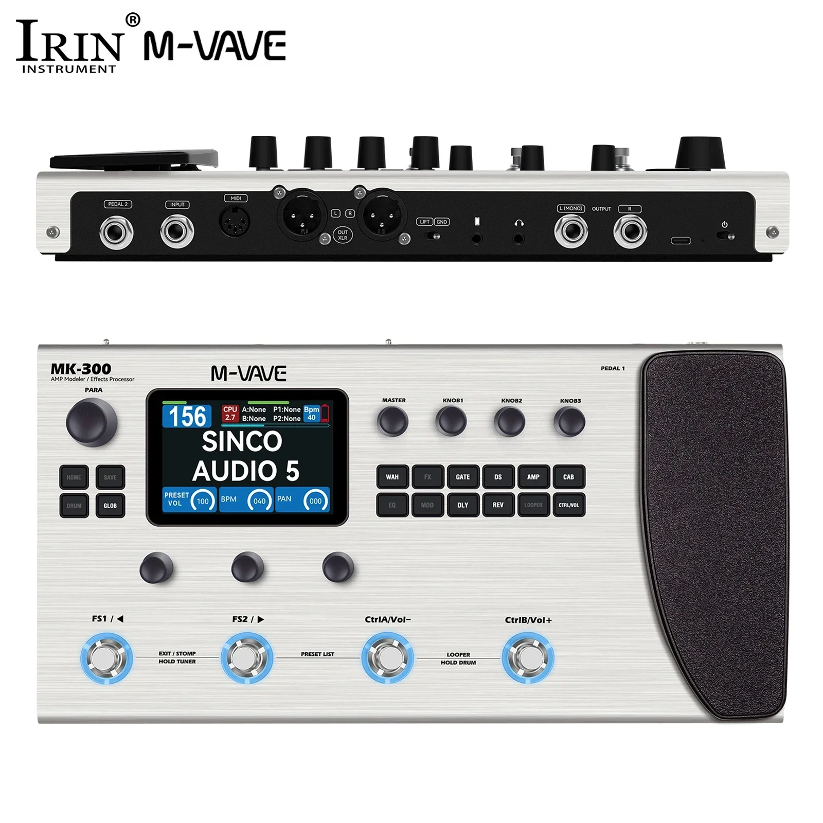 معالج جيتار M-VAVE MK300 متعدد التأثيرات |   ANN النمذجة العصبية 120AMP/360FX |   بطارية 10 ساعات + 300s Looper + 128 طبل MIDI DAW