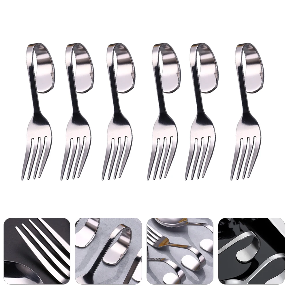 

6Pcs Curved Handle Stainless Steel Forks Cake Dessert Salad Forks for Milk Tea Restaurant Gift Stainless Steel Fork